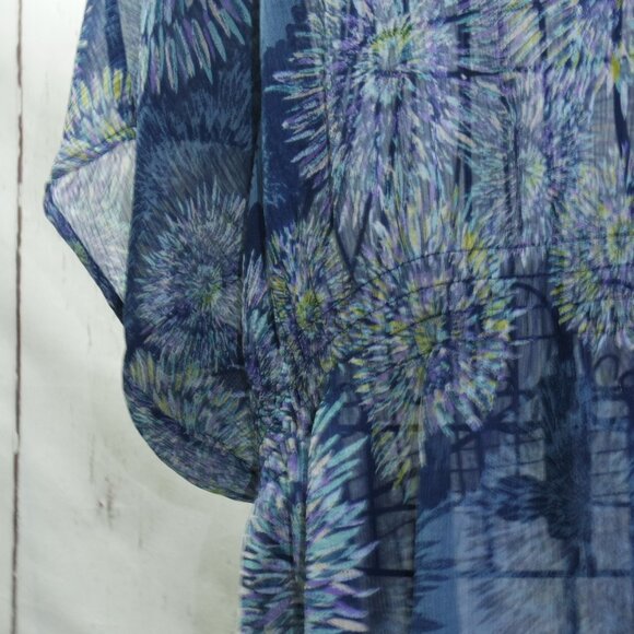 A.N.A Blue MultiColor Flower SunBurst Print Sheer PXL - Picture 3 of 15